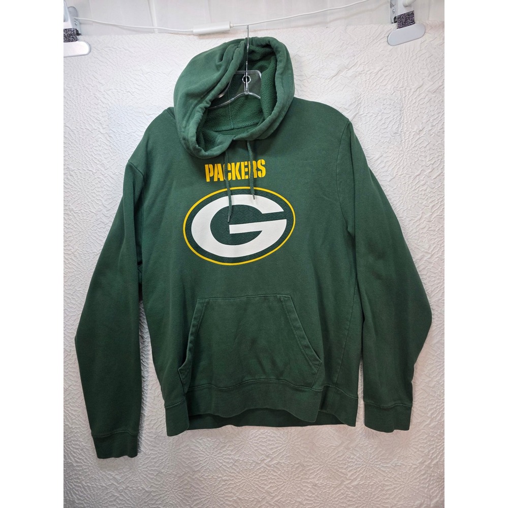 Majestic Green Bay Packers Hoodie Men Medium Green Good NFL Graphic Pullover